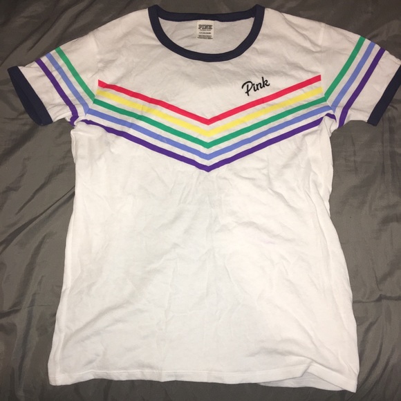 Victoria secret pink rainbow shirt Clearance